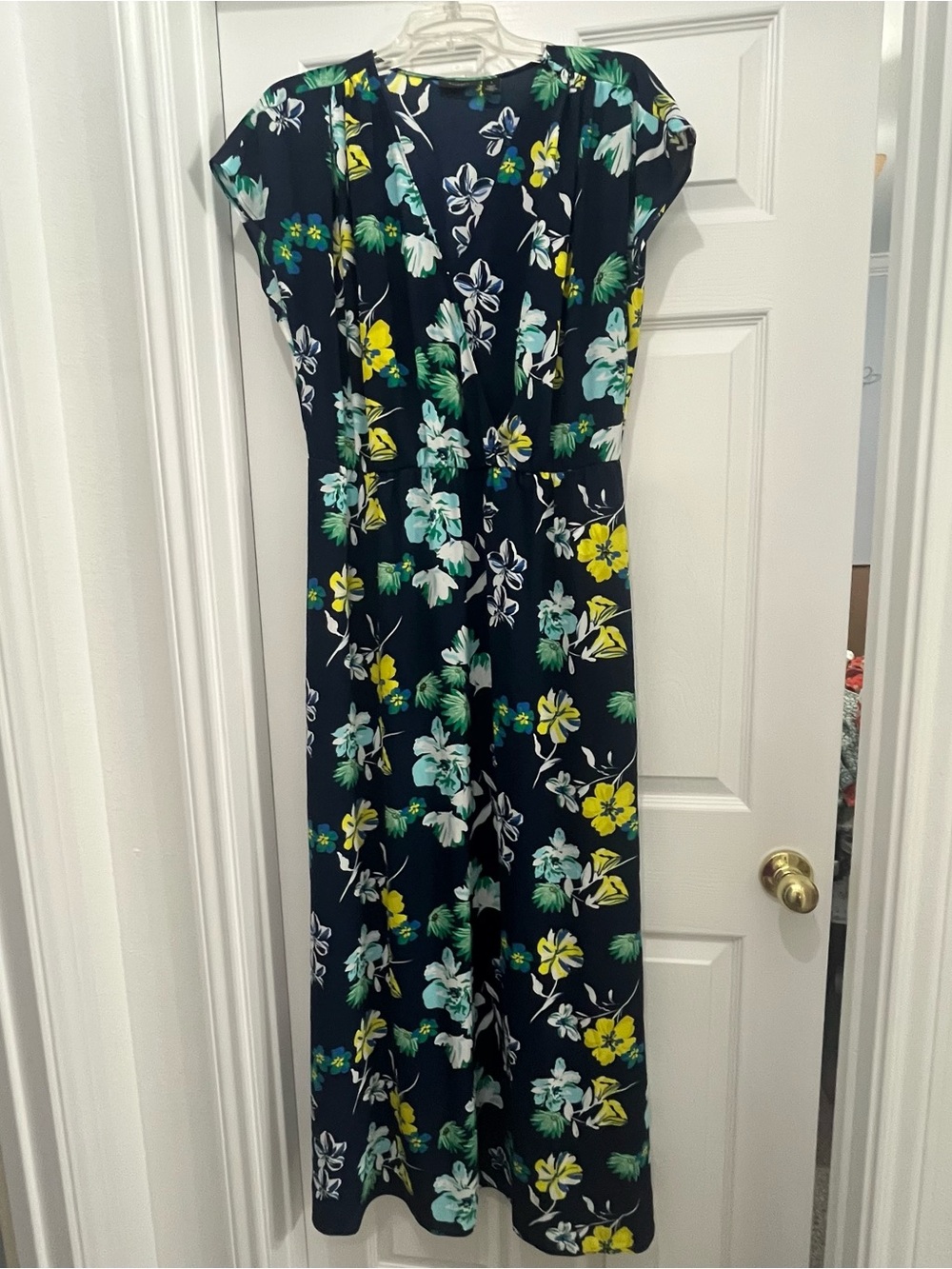 Halogen Navy Floral Maxi Dress with Yellow & Blue Blooms